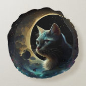 月枕の中の猫 ラウンドクッション (裏面)