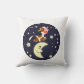 月枕を飛び越えるかわいい漫画の牛 クッション (裏面)