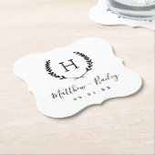 月桂冠結婚モノグラム ペーパーコースター (アングル)