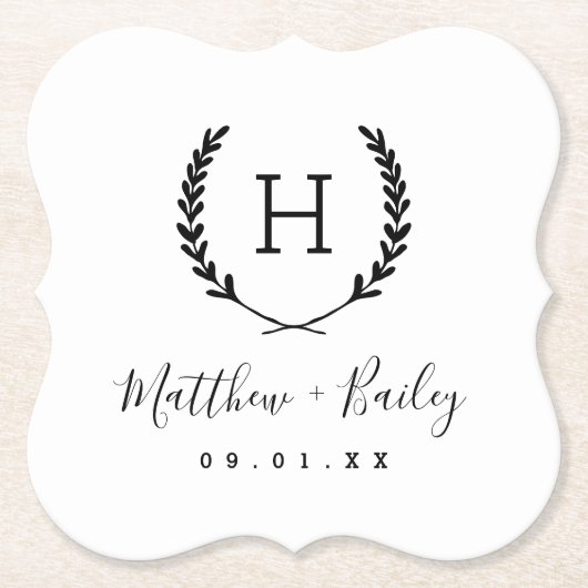 月桂冠結婚モノグラム ペーパーコースター (正面)