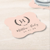 月桂冠結婚モノグラム |赤面 ペーパーコースター (アングル)