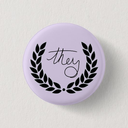 月桂樹それらは-紫色にボタンをかけます 缶バッジ (正面)