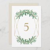 月桂樹のオリーブ色の葉のテーブル数カード メニュー (正面/裏面)
