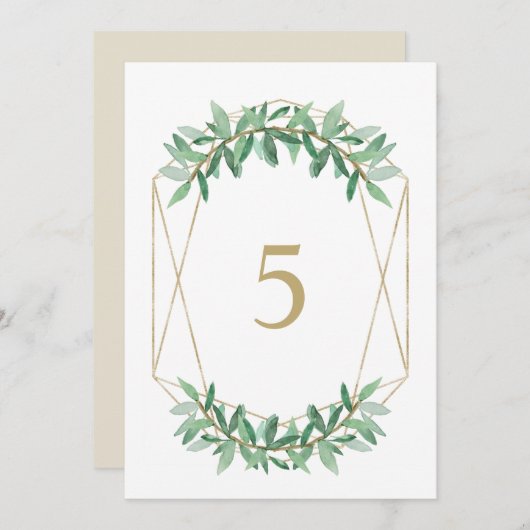 月桂樹のオリーブ色の葉のテーブル数カード メニュー (正面/裏面)