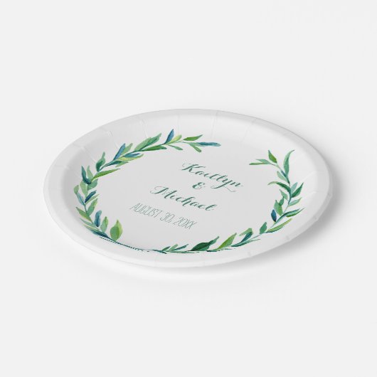 月桂樹のリースの花輪の群葉の円の披露宴の芸術 ペーパープレート (アングル)