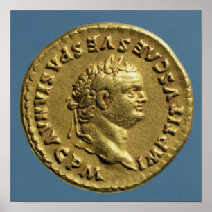 月桂樹のリースを身に着けているNeroのAureus ポスター