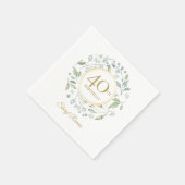 月桂樹のリース ゴールド 40歳の誕生日 スタンダードカクテルナプキン (角)