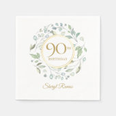 月桂樹の花輪 ゴールド 90歳の誕生日 スタンダードカクテルナプキン (正面)