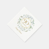 月桂樹の花輪 ゴールド 90歳の誕生日 スタンダードカクテルナプキン (角)