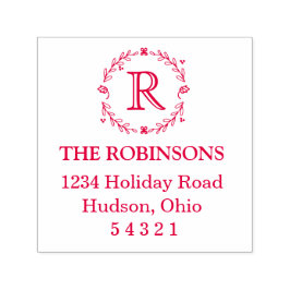 月桂樹モノグラムの住所スタンプ セルフインキングスタンプ