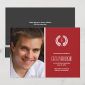 月桂樹モノグラム卒業発表 招待状 (正面/裏面)