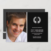 月桂樹モノグラム卒業発表 招待状 (正面/裏面)