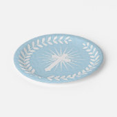 月桂樹、十字、青い宗教 ペーパープレート (アングル)