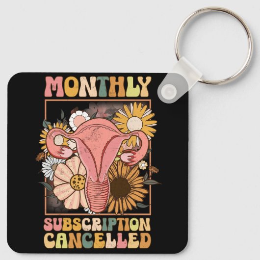 月次サブスクリプションのキャンセルされた子宮サポート費用 キーホルダー (裏面)