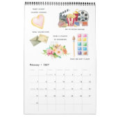 月次バケットリストファミリーのお気に入り水色 カレンダー (2月 2027)