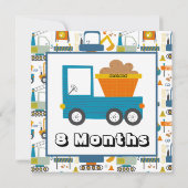 月次パーソナライズされたマイルストーンマーカーの名前 招待状 (裏面)