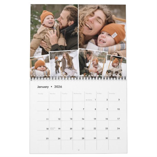 月次フォトコラージュ6家族の写真カレンダー カレンダー (1月 2026)