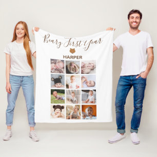 月次フォトベビー初年度 フリースブランケット