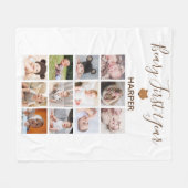 月次フォトベビー初年度 フリースブランケット (正面(横))