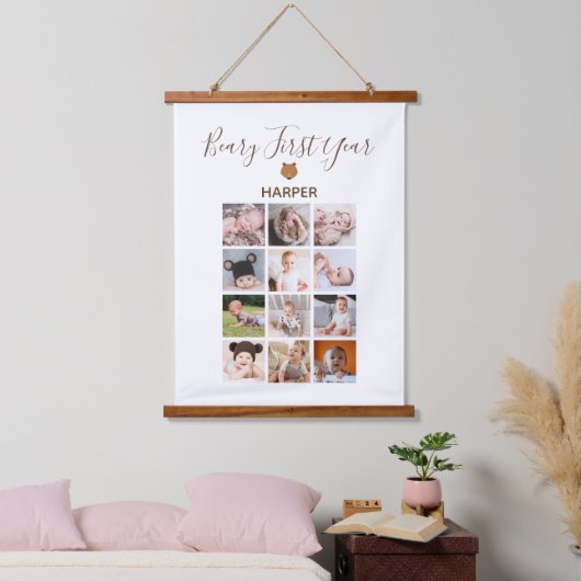 月次フォトベビー初年度 吊り下げ型タペストリー (寝室)