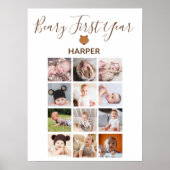 月次フォトベビー最初の誕生日表示 ポスター (正面)