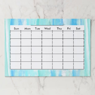 月次プランナーチャート日のAqua Blue ペーパーパッド