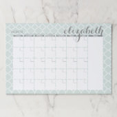 月次プランナーミント&グレークローバーパターン ペーパーパッド (正面)