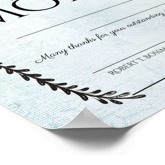 月次証明書の古い紙の従業員 ポスター (角)