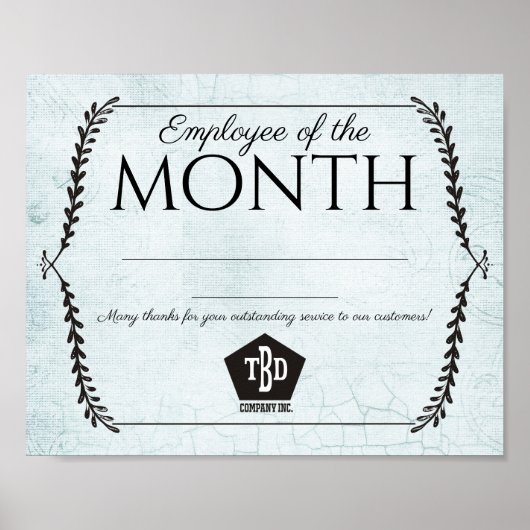 月次証明書の古い紙の従業員 ポスター (正面)