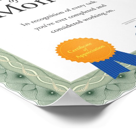 月次証明書ポスターの従業員 ポスター (角)