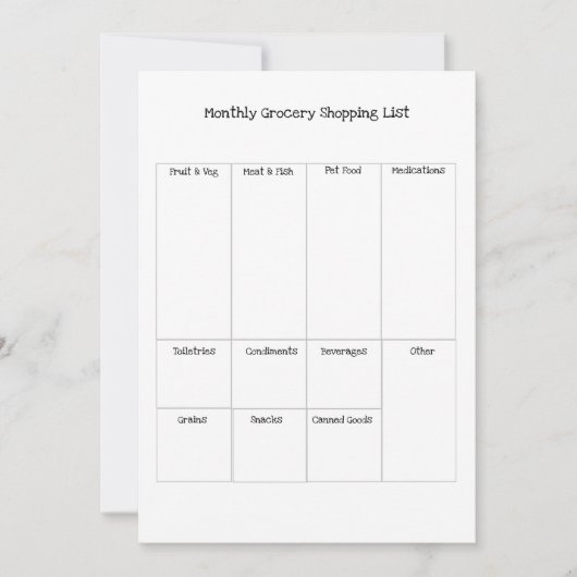 月次食料品ショッピング一覧 シーズンカード (正面)