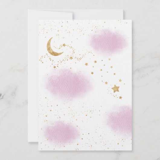 月浪女の子の双生児ピンクの赤ちゃんシャワー 招待状 (裏面)