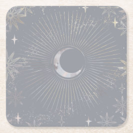 月淡い色のバースト スクエアペーパーコースター