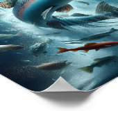 月照威厳のあるダンス中のサーモン10x8 ポスター (角)