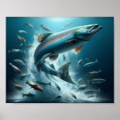 月照威厳のあるダンス中のサーモン10x8 ポスター (正面)