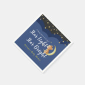 月生まれたばかりのの赤ちゃんシャワーに星夜空クマ スタンダードカクテルナプキン (角)