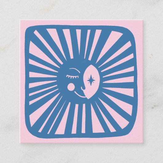 月白熱［赤熱］光を放つが可愛く青い魅力的月光 スクエア名刺 (正面)