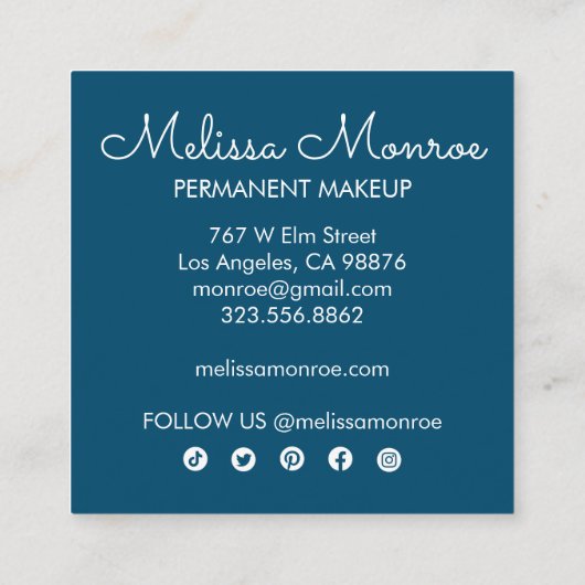 月白熱［赤熱］光を放つが可愛く青い魅力的月光 スクエア名刺 (裏面)