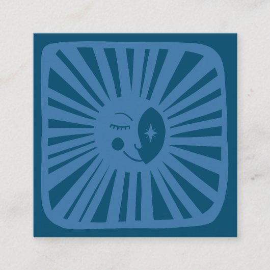 月白熱［赤熱］光を放つが可愛く青い魅力的月光 スクエア名刺 (正面)