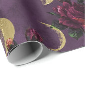 月相と紫のバラ |ゴージャスなニューエイジ ラッピングペーパー (ロールコーナー)