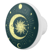 月相を持つ太陽と月の天体デザイン セラミックノブ (右)