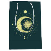 月相を持つ太陽と月の天体デザイン ミディアムペーパーバッグ (正面)