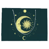 月相を持つ太陽と月の天体デザイン ラージペーパーバッグ (裏面)