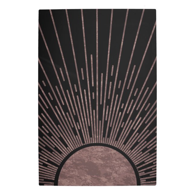 月相アーチ抽象芸術太陽と太陽光線セット， 1/6 メタルプリント (正面)