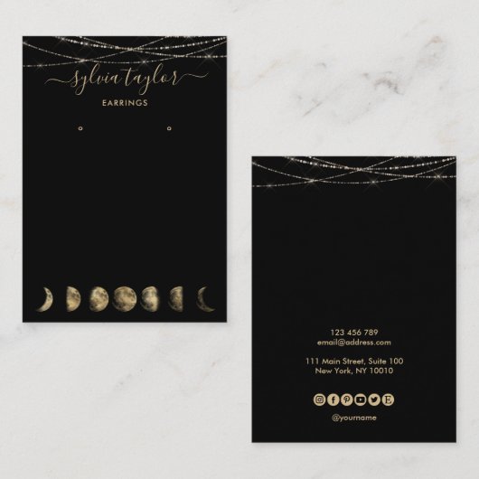 月相イヤリングフレーム表示ロゴを追加ブシン 名刺 (正面/裏面)