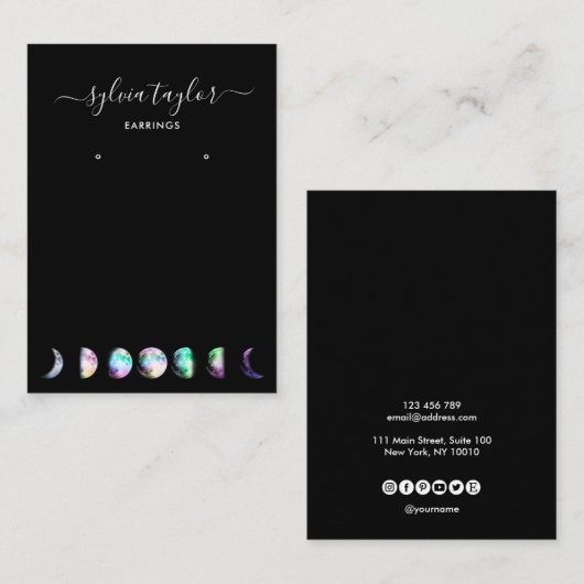 月相イヤリングフレーム表示ロゴを追加ブシン 名刺 (正面/裏面)