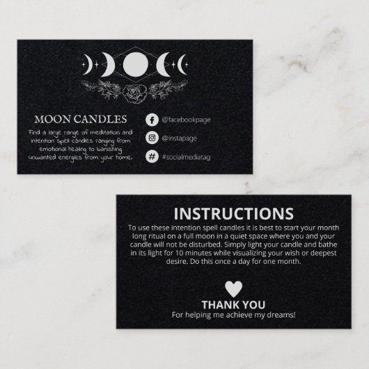 月相キャンドルスペル 名刺 (正面/裏面)