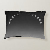 月相クッション、白黒灰色の長方形 アクセントクッション (裏面)