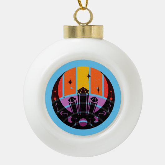 月相ジェムストーンスターズサンセット セラミックボールオーナメント (正面)