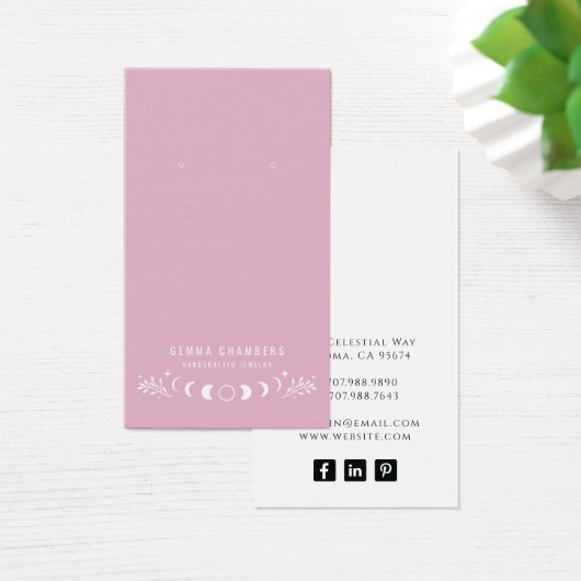 月相ピンクイヤリングジュエリーディスプレイカード (デスク)